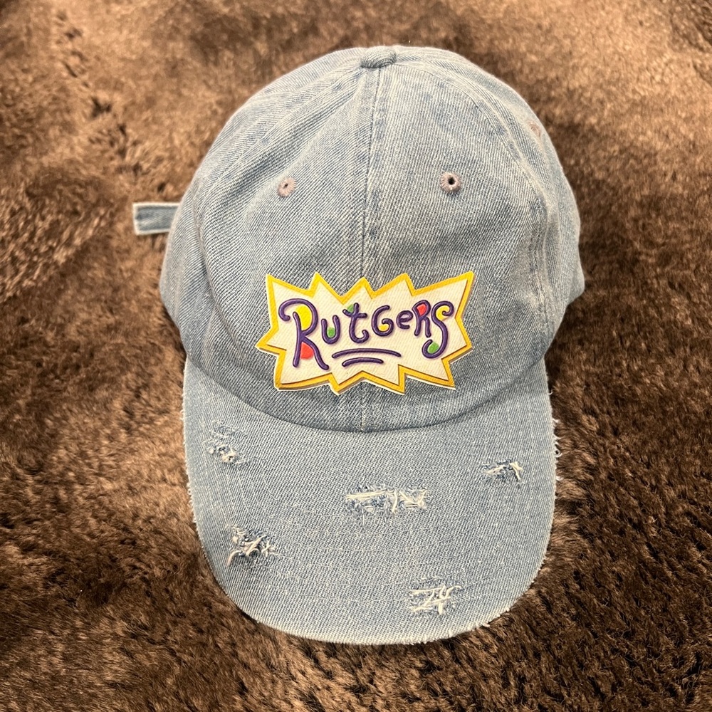 Rutgers University Custom Distressed Denim Baseball Cap